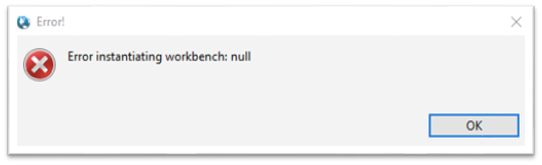 Error instantiating workbench: null