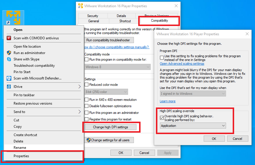 VMWare Workstation Player DPI Setting