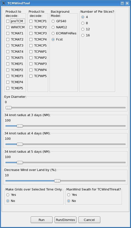 TCMWind tool user interface