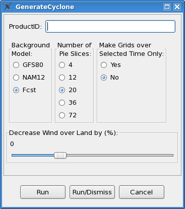 GenerateCyclone user interface